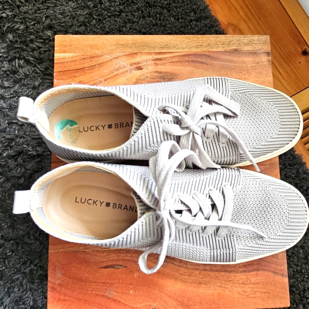 Lucky Brand taupe color tennis shoes, size 8M